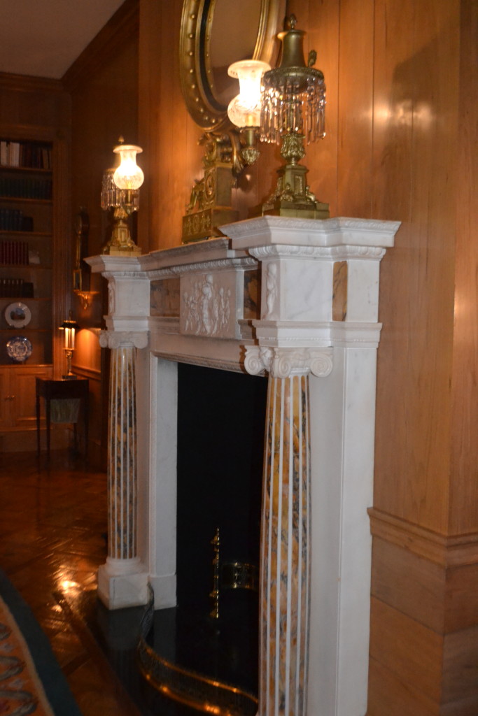 The fireplace in the family sitting room