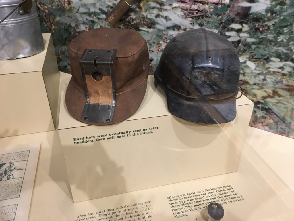 Display of early coalminer hats